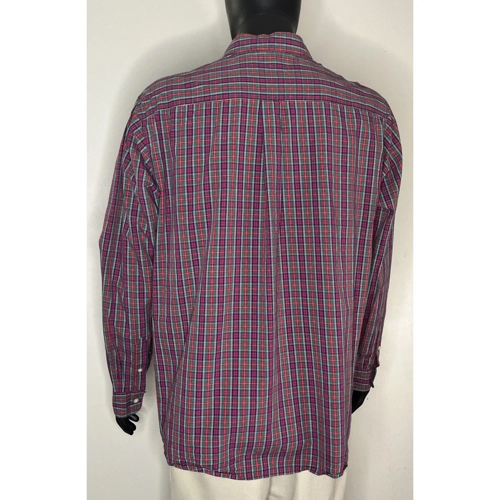 Polo Ralph Lauren Shirt Mens 2XL Custom Fit Plaid Button Down Long Sleeve Red